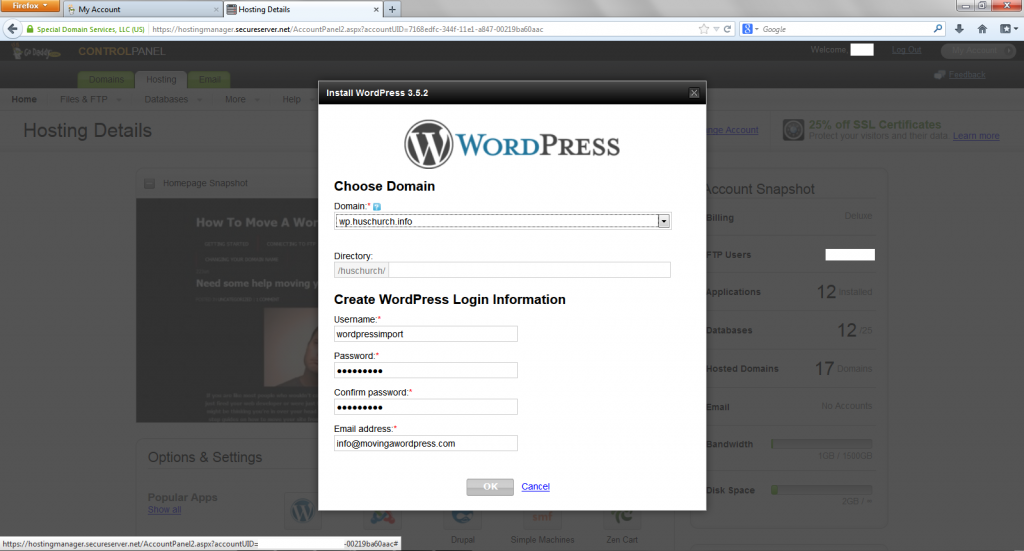 Wordpress Install